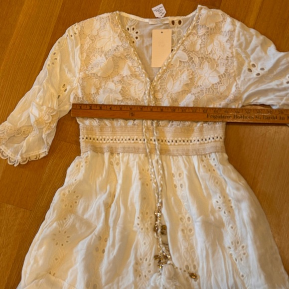 FLORA Made in Italy Elegant Off White Lace Dress New With Tags Coquette Cottage - Picture 6 of 8